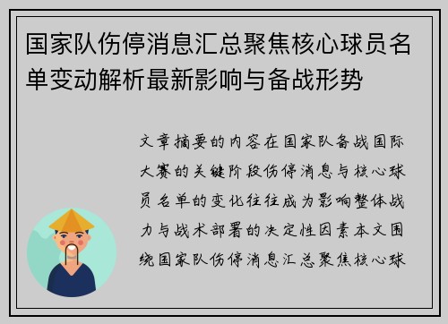 国家队伤停消息汇总聚焦核心球员名单变动解析最新影响与备战形势 国家队伤停消息汇总聚焦核心球员名单变动解析最新影响与备战形势